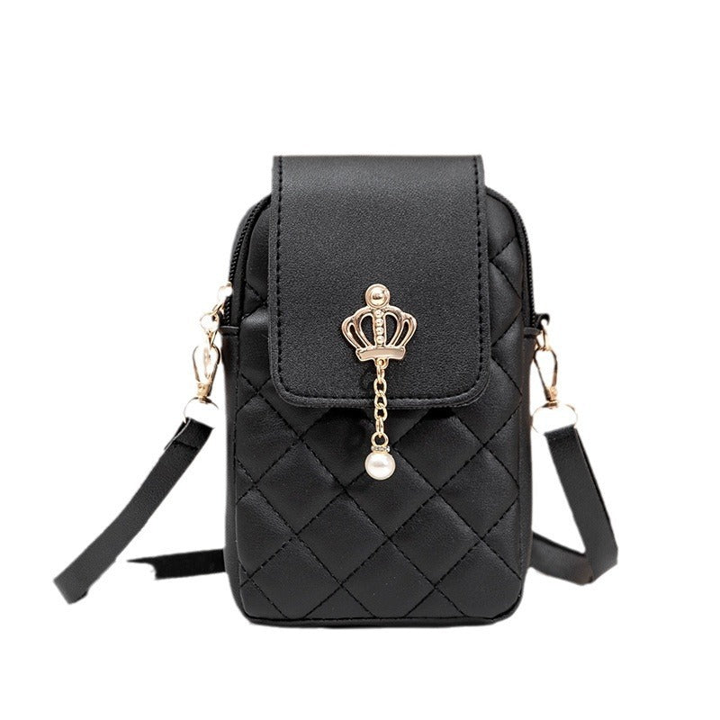 Simple All-match Messenger Bag Pearl Vertical Model In Square Shape