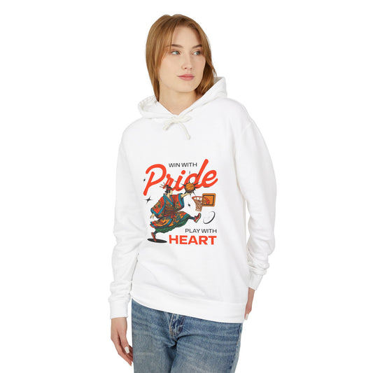 Win With Pride Play With Heart  Lightweight Hooded Sweatshirt