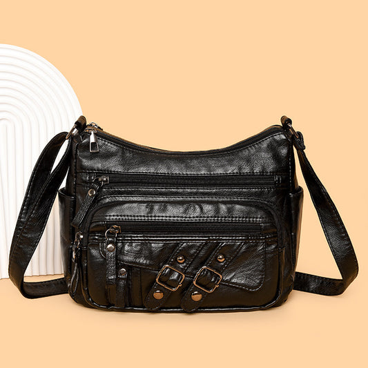 Soft Leather Multi-compartment Multi-pocket Shoulder Messenger Bag