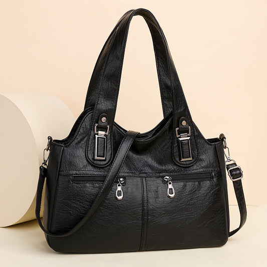 Soft Leather Large Capacity Handbag Fashion Retro Shoulder