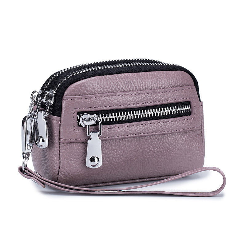 Large Capacity Double Zipper Multifunction Handbag Coin Bag Clutch