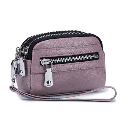 Large Capacity Double Zipper Multifunction Handbag Coin Bag Clutch