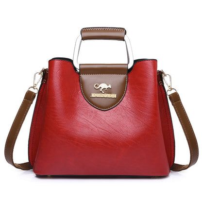 Large Capacity Totes Middle-aged High-grade Soft Leather Shoulder