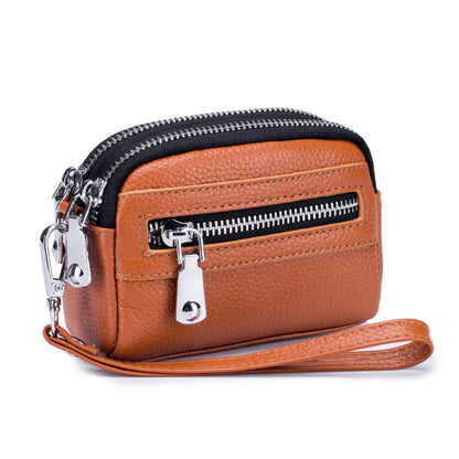 Large Capacity Double Zipper Multifunction Handbag Coin Bag Clutch