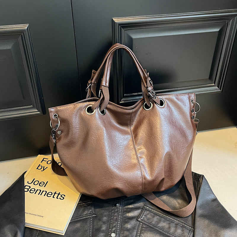 Solid Color Portable One-shoulder Tote Women's Bag