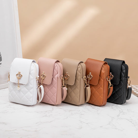 Simple All-match Messenger Bag Pearl Vertical Model In Square Shape