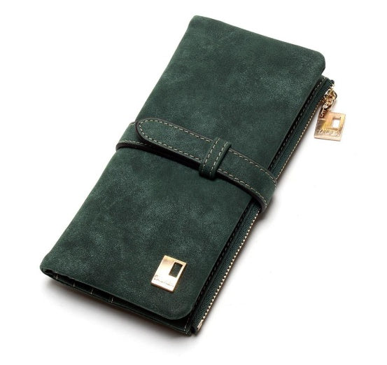 Retro matte leather two-fold draw long wallet multi-card lady wallet