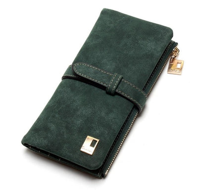 Retro matte leather two-fold draw long wallet multi-card lady wallet