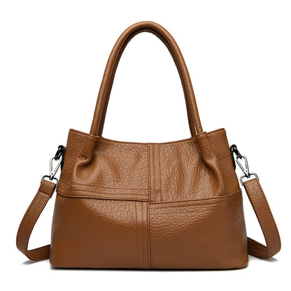 Women's Soft Leather Commuter Tote Bag Simple Shoulder Messenger Bag