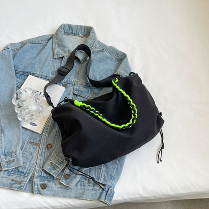 Orange Crossbody Bag Nylon Large Capacity Student Schoolbag