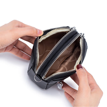 Large Capacity Double Zipper Multifunction Handbag Coin Bag Clutch