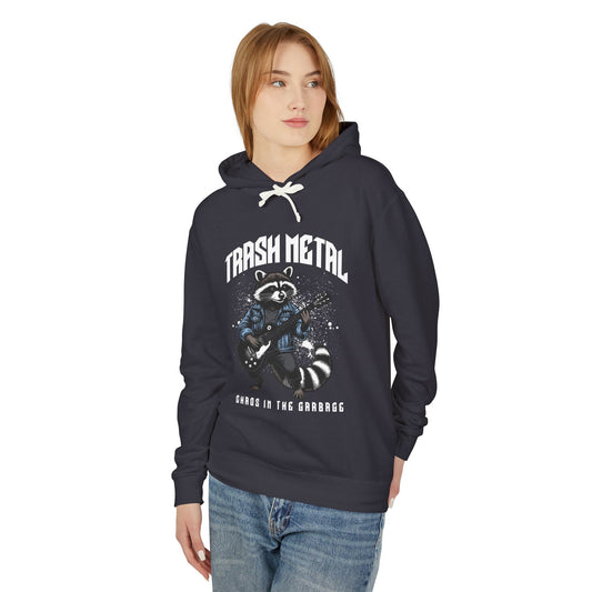 Raccoon playing guitar Lightweight Hooded Sweatshirt