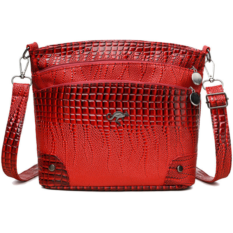 Crocodile Pattern Shoulder Bag Casual Multi-layer Vintage Crossbody Women's Bag