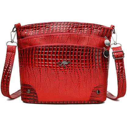 Crocodile Pattern Shoulder Bag Casual Multi-layer Vintage Crossbody Women's Bag