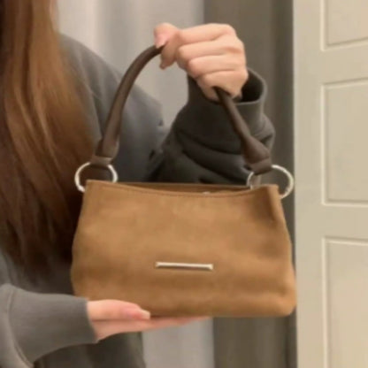 High-grade Women's Portable Frosted Suede Commuter Messenger Bag