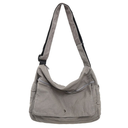 Washed Canvas Draping Women's Artistic Casual Crossbody Bag