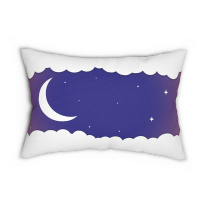 Polyester Lumbar Pillow - Moon and Stars Design