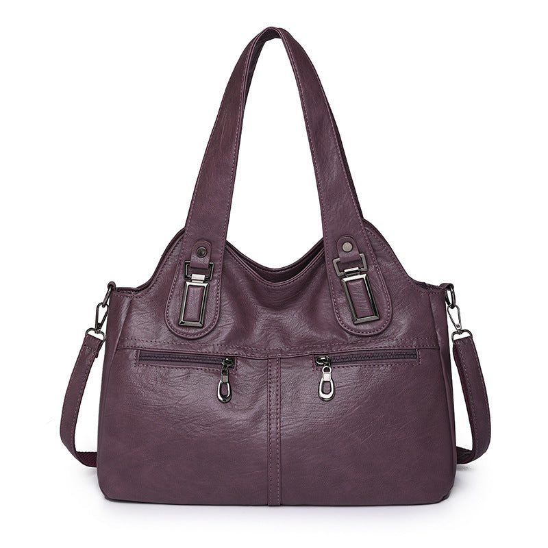 Soft Leather Large Capacity Handbag Fashion Retro Shoulder