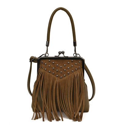 Tassel Bag Women's Retro Rivet Shoulder Messenger Bag