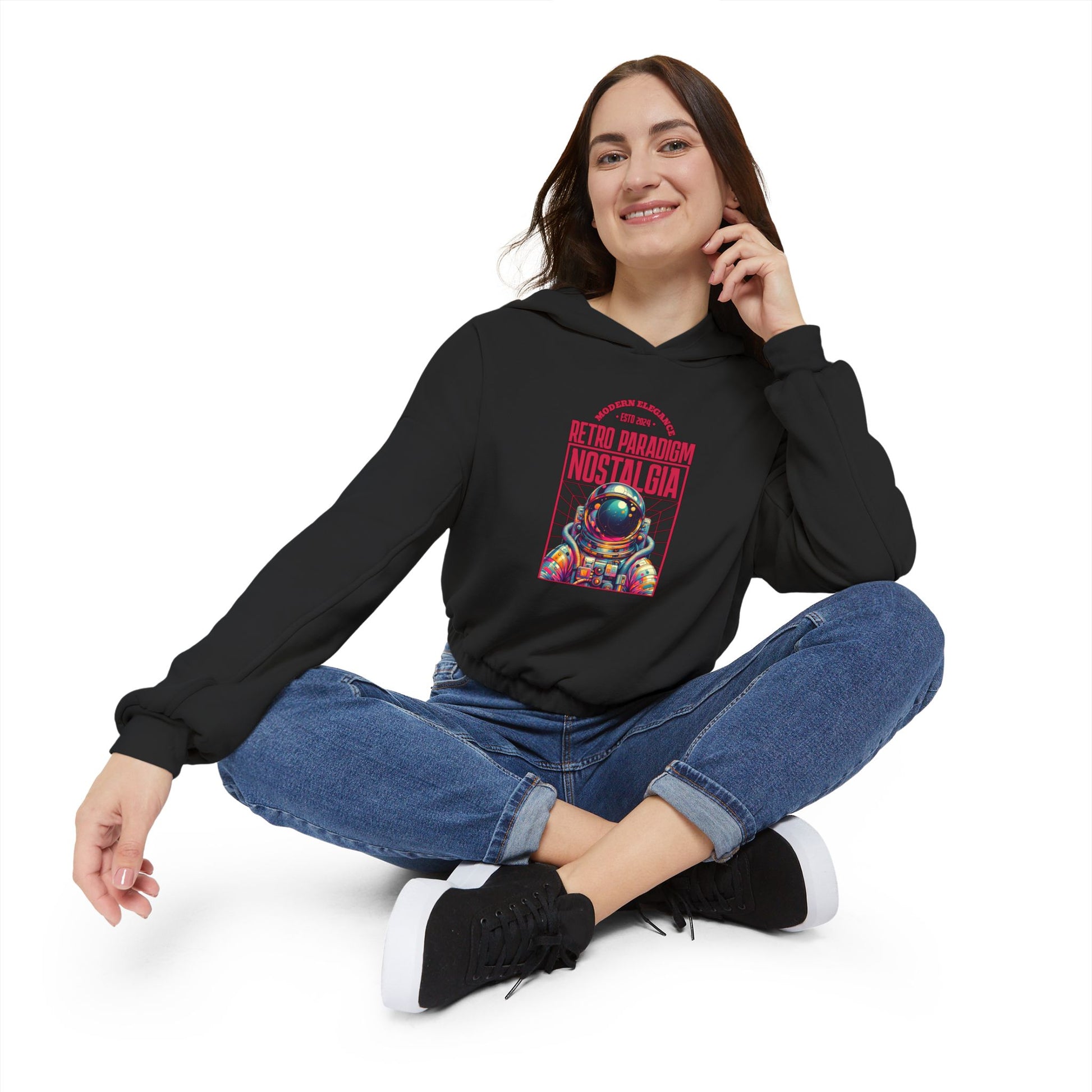 Retro Paradigm  Cinched Bottom Hoodie
