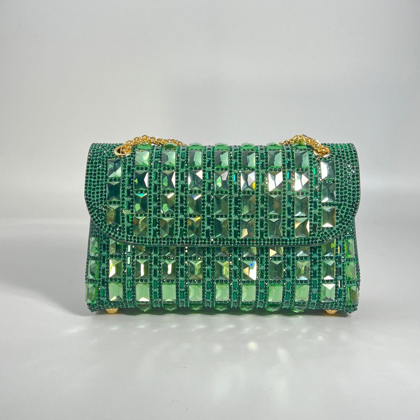 Shiny Glass Rhinestone Chain Clutch