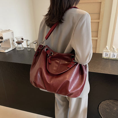 Solid Color Portable One-shoulder Tote Women's Bag