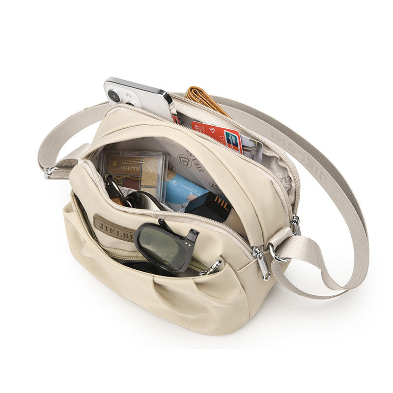 Pleated Oxford Cloth Shoulder Messenger Phone Bag