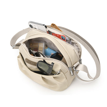 Pleated Oxford Cloth Shoulder Messenger Phone Bag