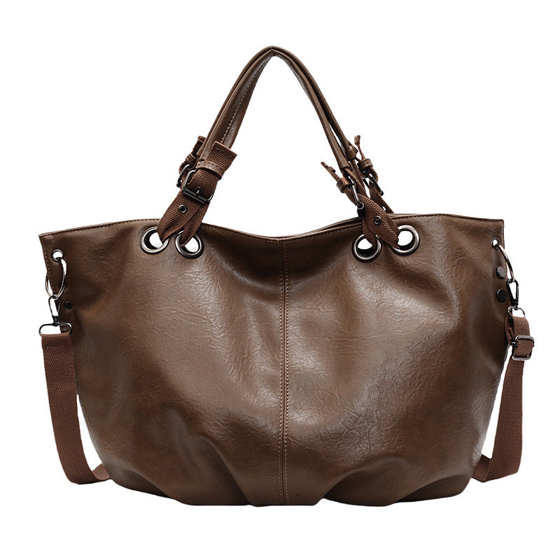 Solid Color Portable One-shoulder Tote Women's Bag