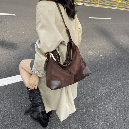 Women's Leather Large-capacity Suede Shoulder Crossbody