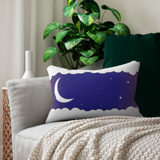 Polyester Lumbar Pillow - Moon and Stars Design
