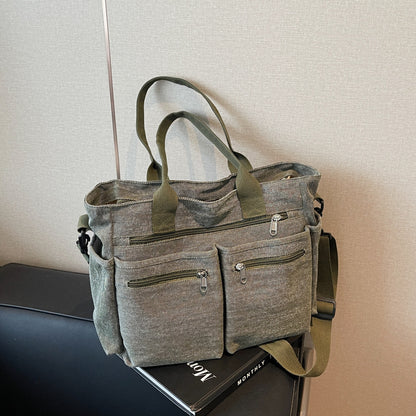 Large Capacity Denim Tote Bag Retro Simple Women's Shoulder Messenger Bag