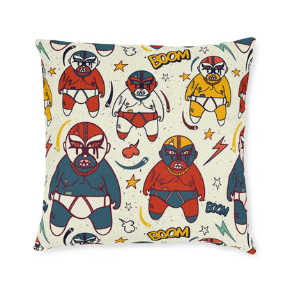 Square Pillow - Mexican Wrestling Pink Back Pillow