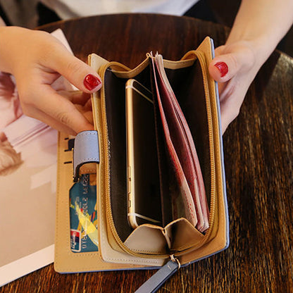 Ladies Long Hollow Belt Buckle Zipper Wallet