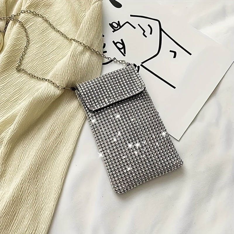 Women's Crossbody Bag Glitter Rhinestone Evening Bag Purse Sequin Wedding Handbag Cell Phone Purse Wallet