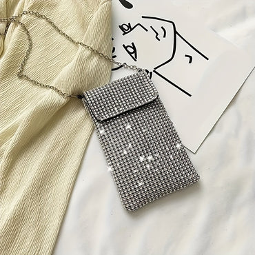 Women's Crossbody Bag Glitter Rhinestone Evening Bag Purse Sequin Wedding Handbag Cell Phone Purse Wallet