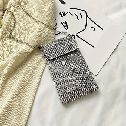 Women's Crossbody Bag Glitter Rhinestone Evening Bag Purse Sequin Wedding Handbag Cell Phone Purse Wallet