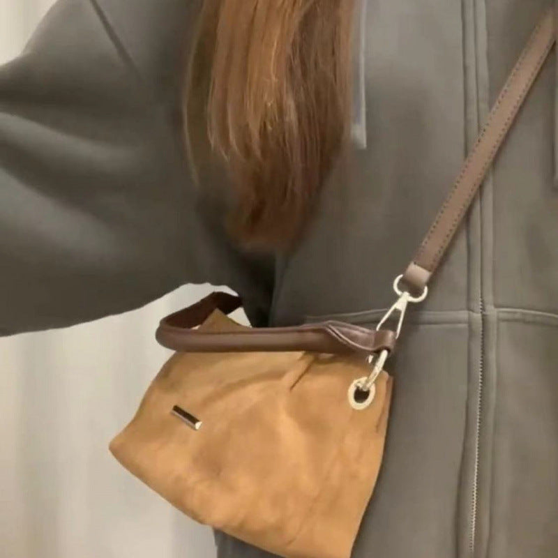 High-grade Women's Portable Frosted Suede Commuter Messenger Bag