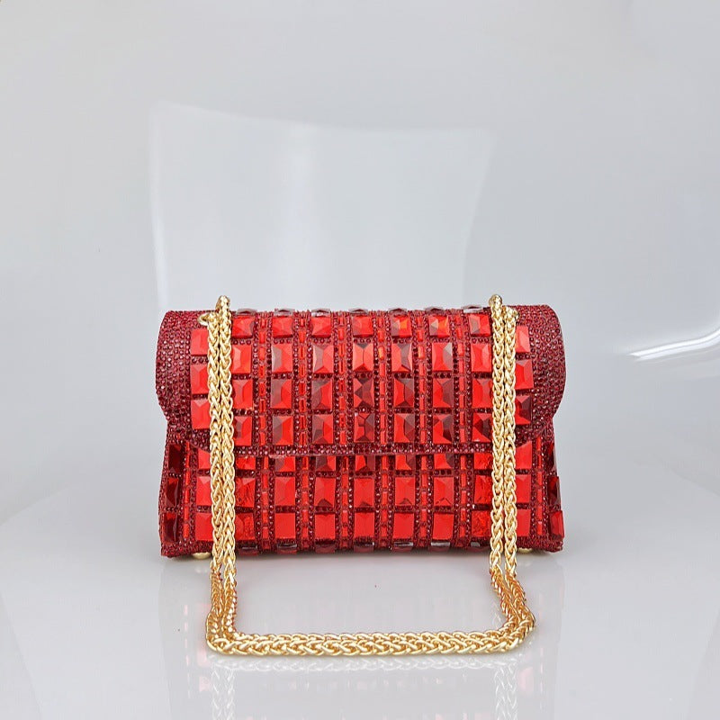 Shiny Glass Rhinestone Chain Clutch