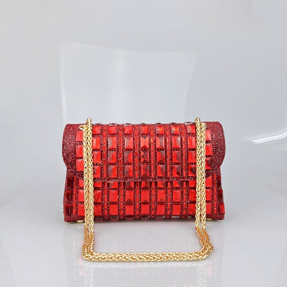 Shiny Glass Rhinestone Chain Clutch