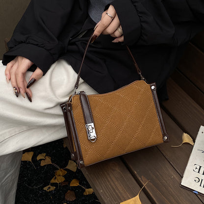 Women's Design Shoulder Messenger Bag High-grade Diamond Plaid