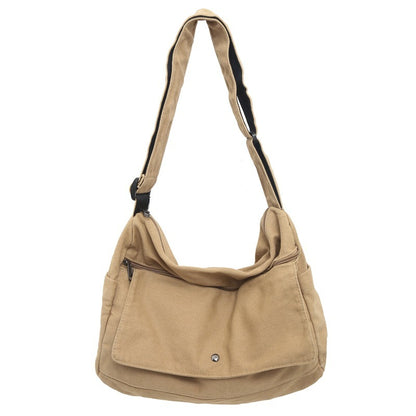 Washed Canvas Draping Women's Artistic Casual Crossbody Bag