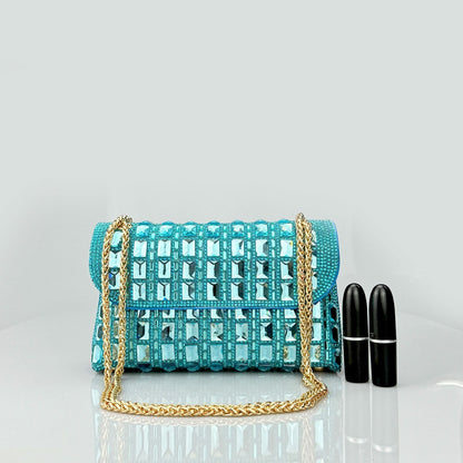 Shiny Glass Rhinestone Chain Clutch