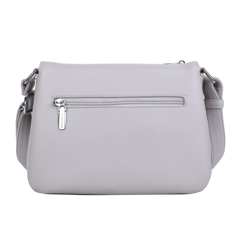 Soft Leather Multi-layer Crossbody Bag For Middle-aged People