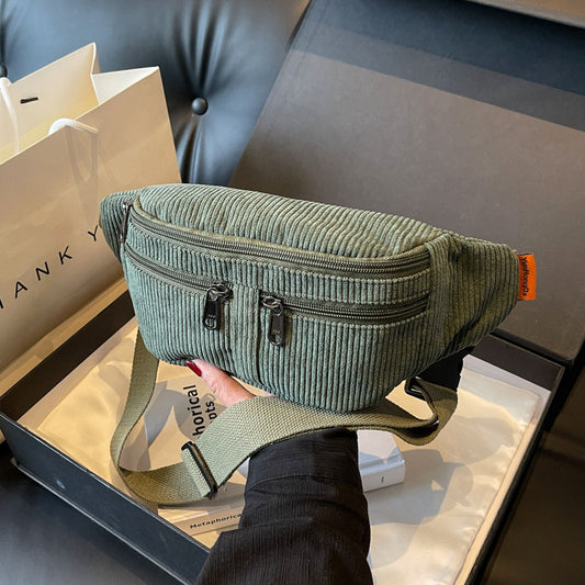 Simple Fashion Solid Color Casual Sports Corduroy Shoulder Messenger Bag