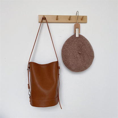 Women's Single Shoulder Cross Pack Large Capacity Cylinder Bucket Bag