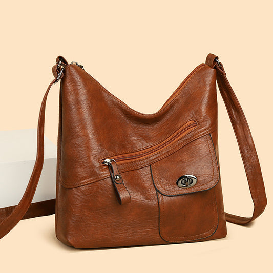 Retro Soft Leather Large Capacity Shoulder Bag