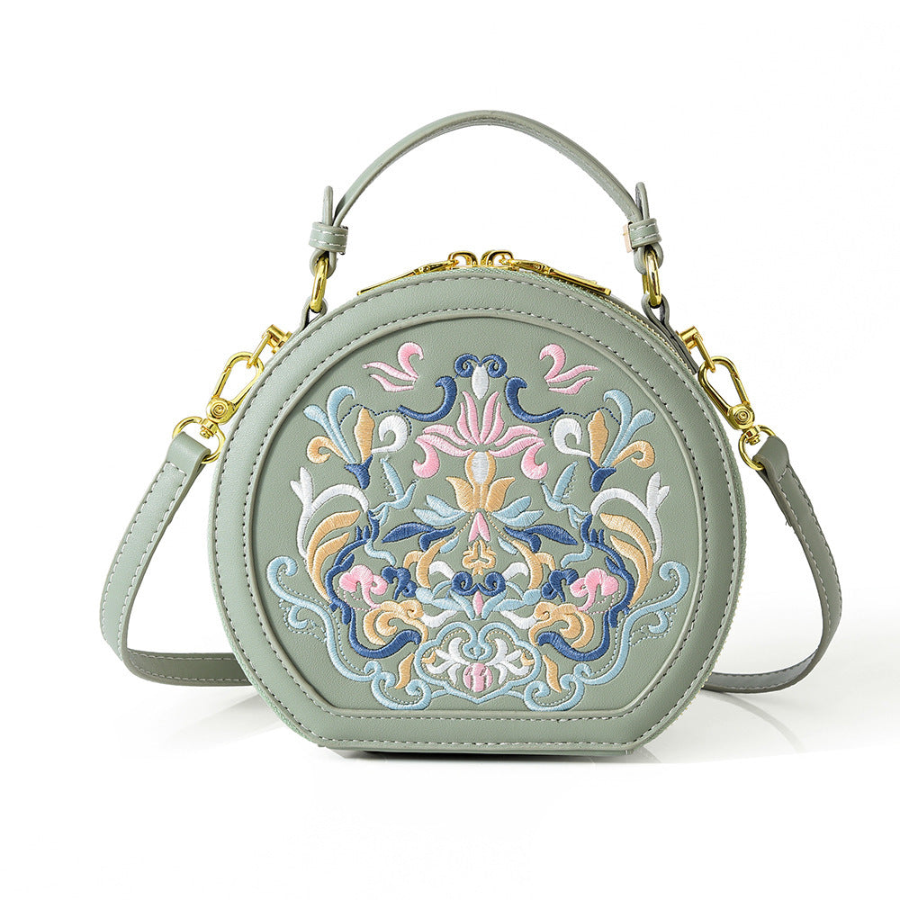Literary Shoulder Bag National Style Small Crossbody Round Bag