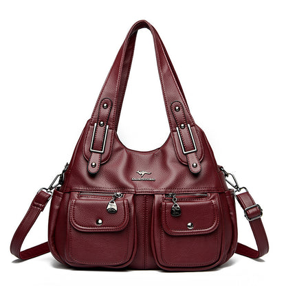 Middle-aged Mom Solid Color Crossbody Handbag