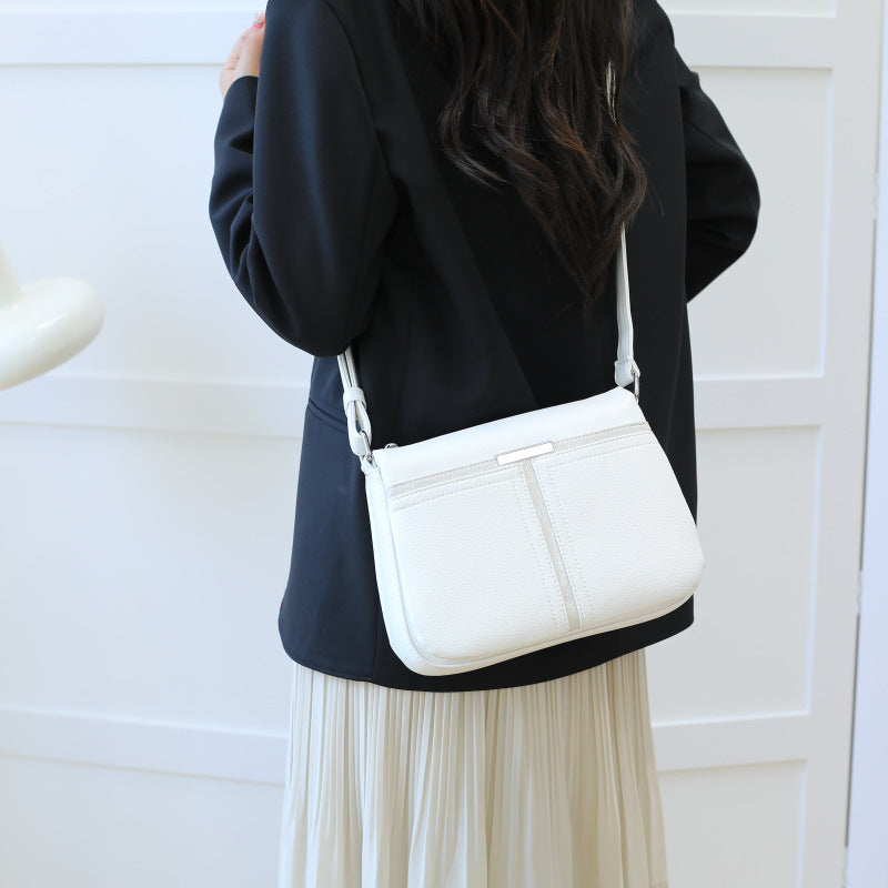 Soft Leather Multi-layer Crossbody Bag For Middle-aged People